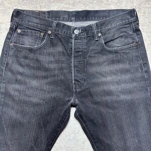 Levis 501 Jeans Mens W34 L36‎ Black Wash Denim Straight Leg Button Fly EUC